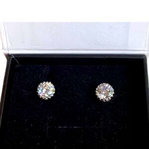 Cate & Chloe Cubic Zirconia Silver Plated Round Stud Earrings